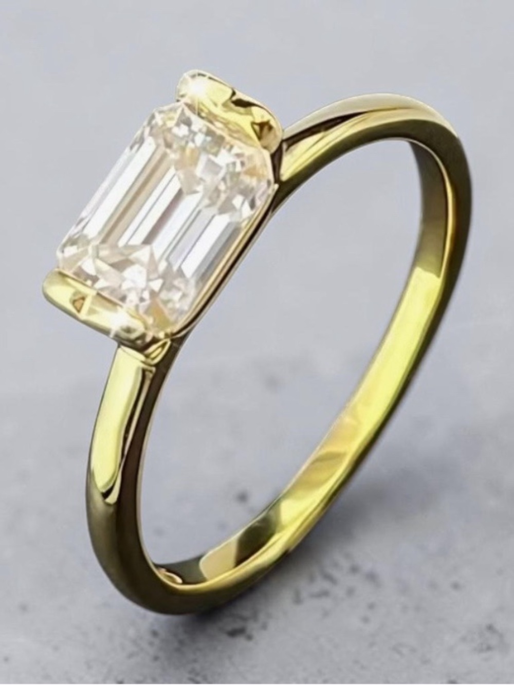 Moissanite Radiant Cut 1 Carat Ring in Yellow Gold - Timeless